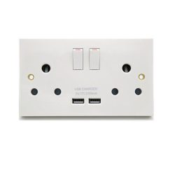 2 gang switched socket round